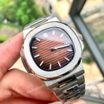 Stainless Steel Brown Dial Patek Philippe Nautilus Copy Watches 40mm
